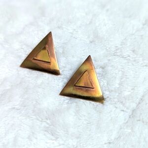 Vintage Copper Triangle Pierced Earrings